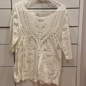 Laundry White Embroidered Summer Shirt Size Large